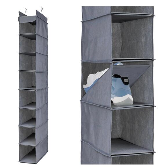 Hanging Shoe Organizer Space Efficient Sz S Closet Grey Storage Compartments s16 - Picture 1 of 8